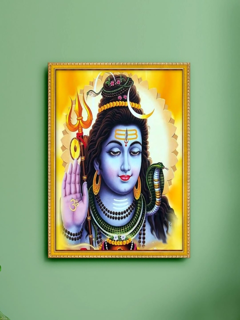 

999Store Multicolour Lord Shiva Printed Painting Wall Art, Blue