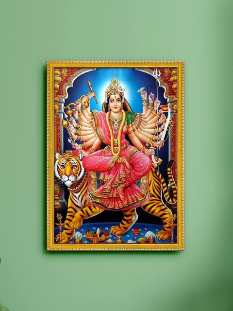 

999Store Yellow & Blue Durga Maa Painting Wall Art