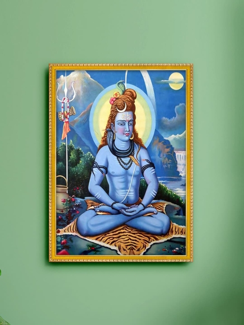 

999Store Unisex Blue & Brown Lord Shiva Framed Wall Art