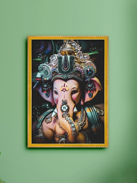 

999Store Blue & Gold-Toned Lord Ganesha Painting Wall Art