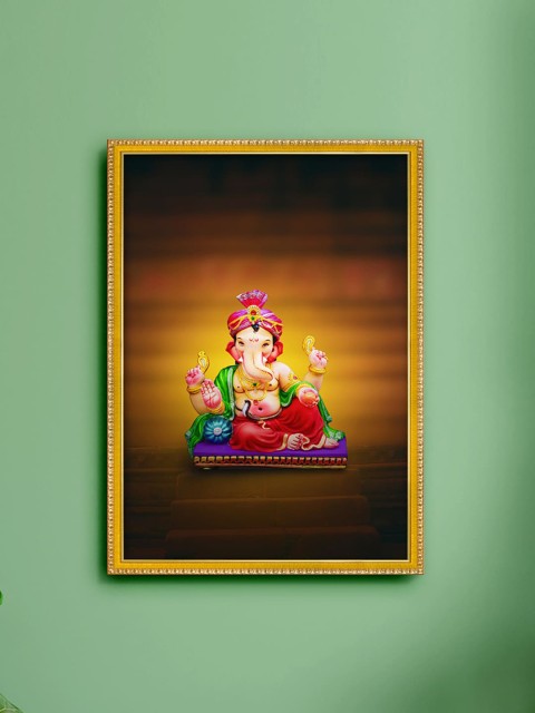 

999Store Brown & Gold-Toned Lord Ganesha Painting Wall Art
