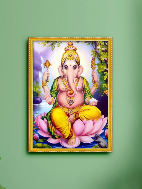 

999Store Multi-Coloured Lord Ganesha Photo Painting With Frame Wall Art