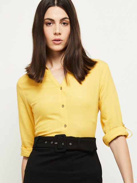 

max Women Yellow Casual Shirt