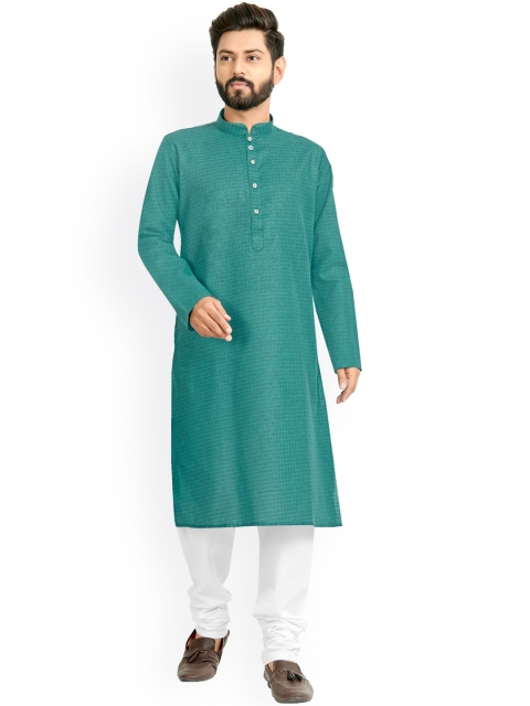 

Viva N Diva Men Green Embroidered Kurta with Pyjamas