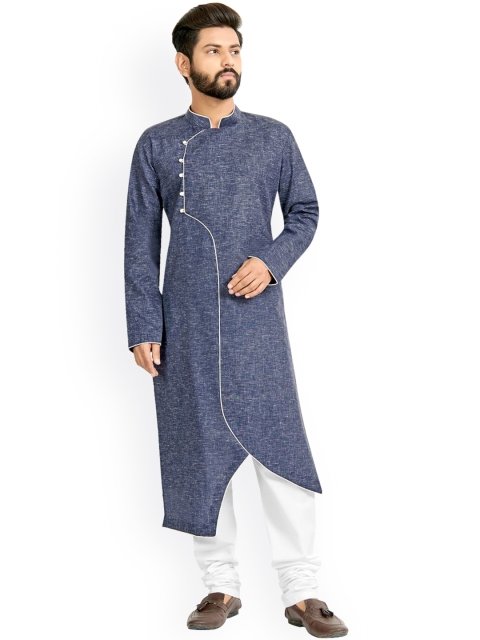 

Viva N Diva Men Blue & White Angrakha Kurta with Pyjamas