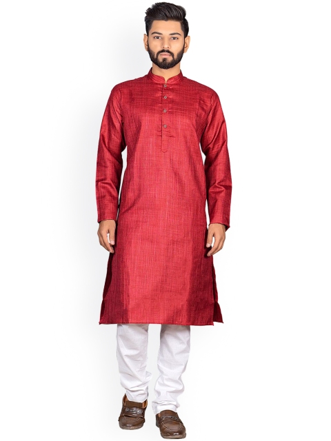 

Viva N Diva Men Maroon & White Printed Kurta with Churidar