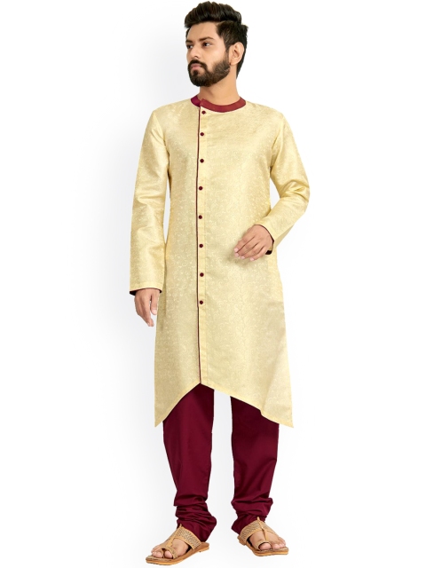 

Viva N Diva Men Gold-Toned Printed Kurta with Churidar