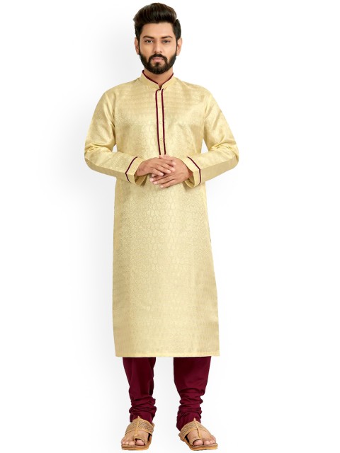 

Viva N Diva Men Beige Paisley Kurta with Churidar