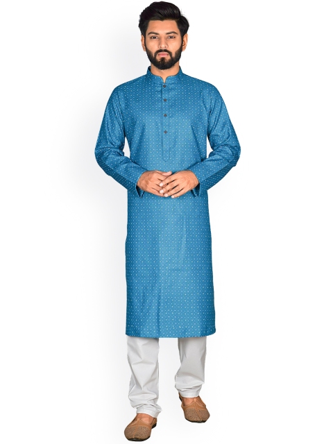 

Viva N Diva Men Blue Ethnic Motifs Printed Kurta with Churidar
