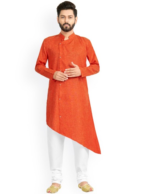 

Viva N Diva Men Orange Angrakha Kurta with Churidar
