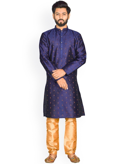 

Viva N Diva Men Navy Blue Ethnic Motifs Kurta with Pyjamas