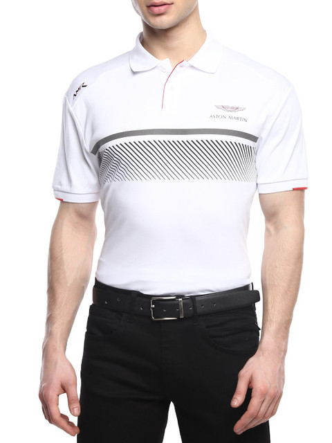 

HACKETT LONDON Men White Printed Cotton Polo Collar T-shirt