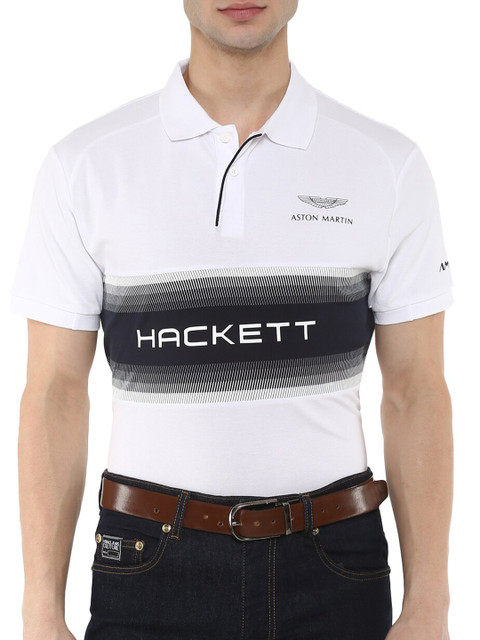 

HACKETT LONDON Men White Polo Collar T-shirt
