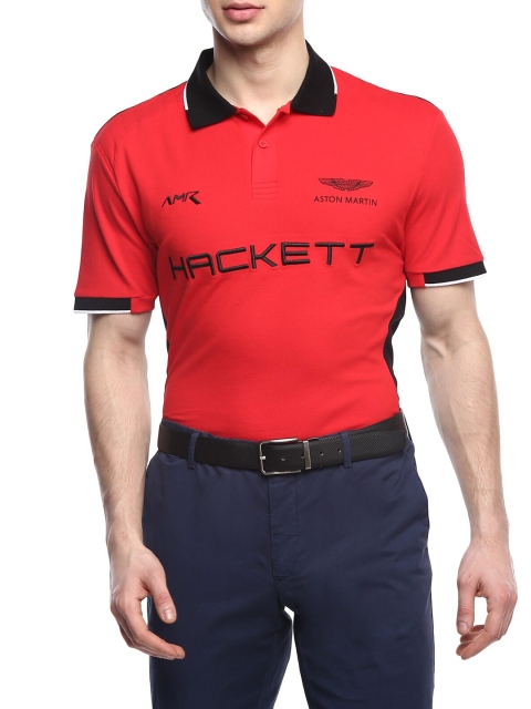

HACKETT LONDON Men Red Typography Printed Polo Collar T-shirt