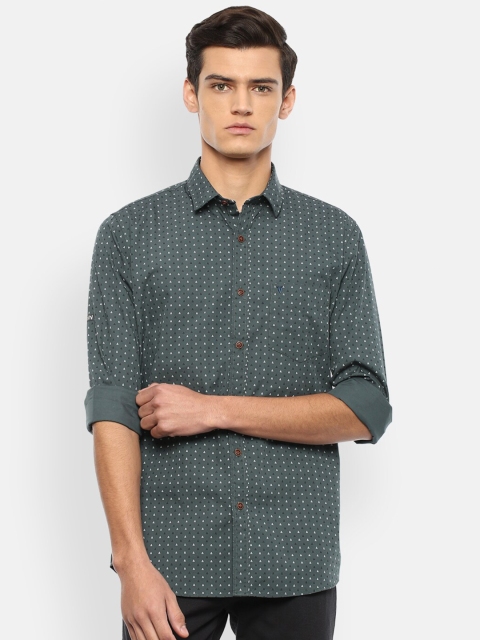 

VAN HEUSEN DENIM LABS Men Green Slim Fit Printed Casual Shirt