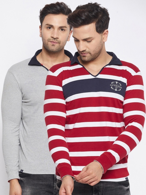 

HARBORNBAY Men Red & Grey Pack Of 2 Printed Sweatshirt