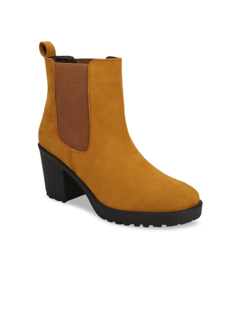 

Bruno Manetti Camel Brown Suede Mid-Top Platform Heeled Boots