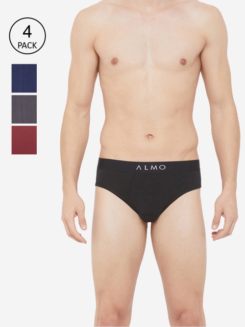 

Almo Men Pack Of 4 Organic Cotton Pattern Briefs, Black