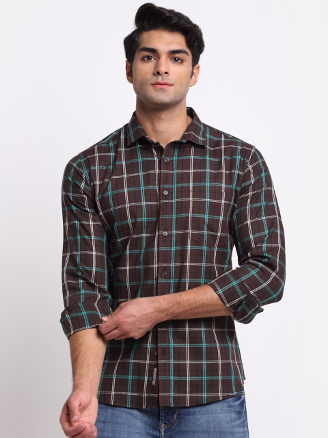 

La Mode Men Brown Slim Fit Checked Casual Shirt