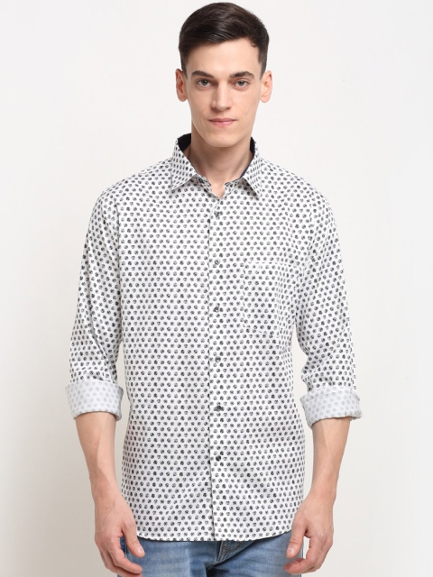 

La Mode Men Black Slim Fit Printed Pure Cotton Casual Shirt