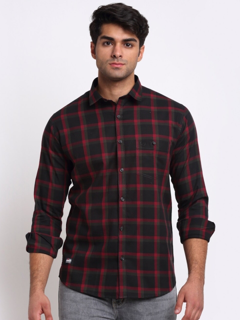 

La Mode Men Black Slim Fit Checked Casual Shirt