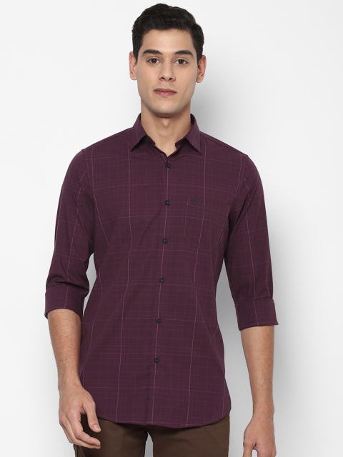 

Allen Solly Men Purple Slim Fit Windowpane Checks Checked Casual Shirt