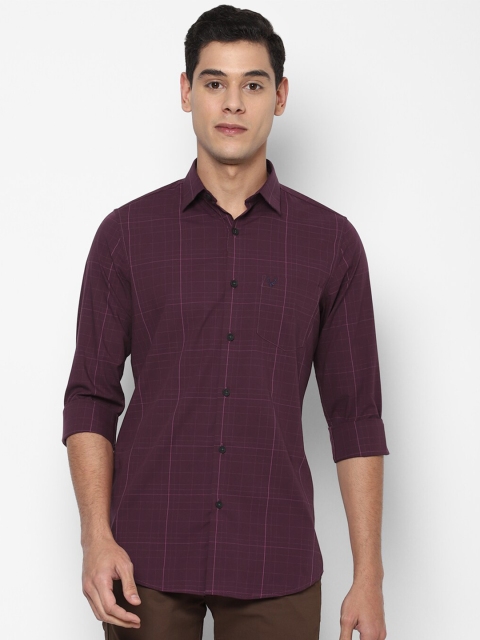 

Allen Solly Men Maroon Slim Fit Windowpane Checks Checked Casual Shirt