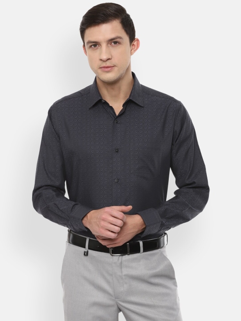 

Van Heusen Men Grey Textured Pure Cotton Formal Shirt