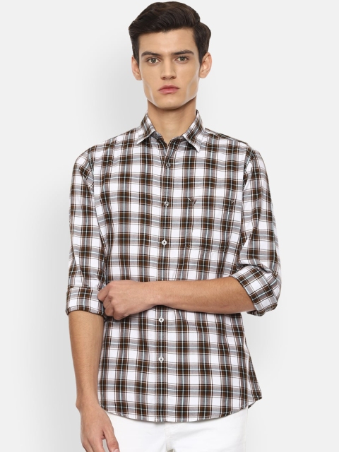 

Van Heusen Sport Men Brown & White Slim Fit Checked Pure Cotton Casual Shirt