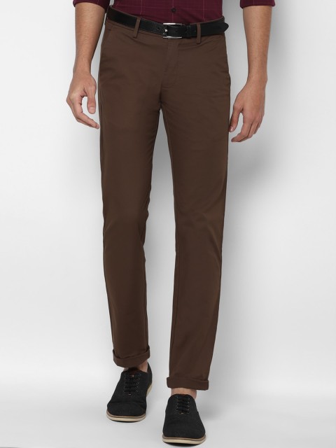 

Allen Solly Men Brown Textured Slim Fit Trousers