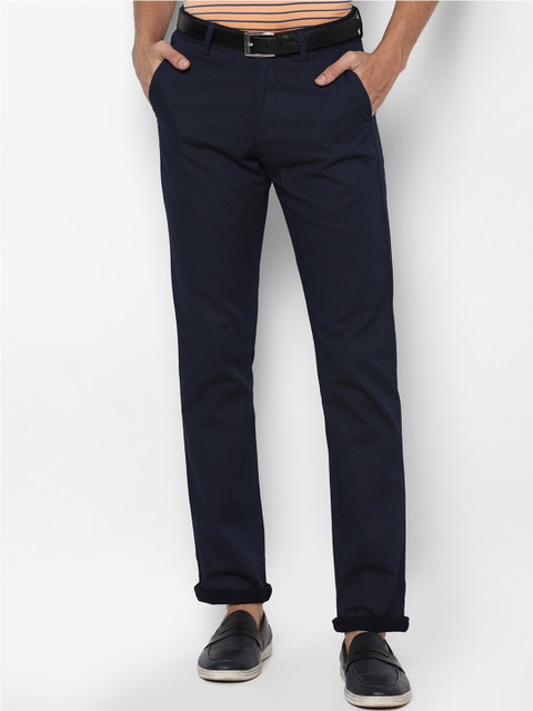 

Allen Solly Men Navy Blue Textured Slim Fit Chinos Trousers