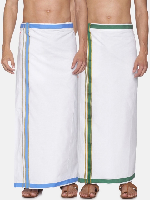 

Sethukrishna Men Pack Of 2 White Solid Cotton Readymade Dhoti