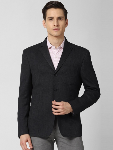 

Peter England Men Black Solid Single-Breasted Casual Blazer