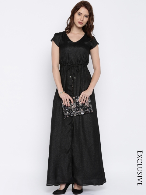 

RARE Women Black Solid Maxi Dress