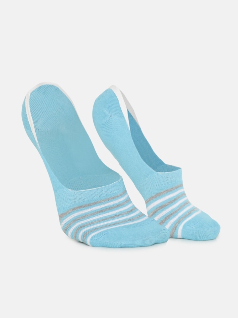 

FOREVER 21 Turqoiuse Blue Striped No Show Socks