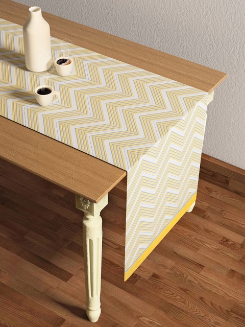 

Living scapes by Pantaloons Yellow & White Geometrical Printed Table Runners