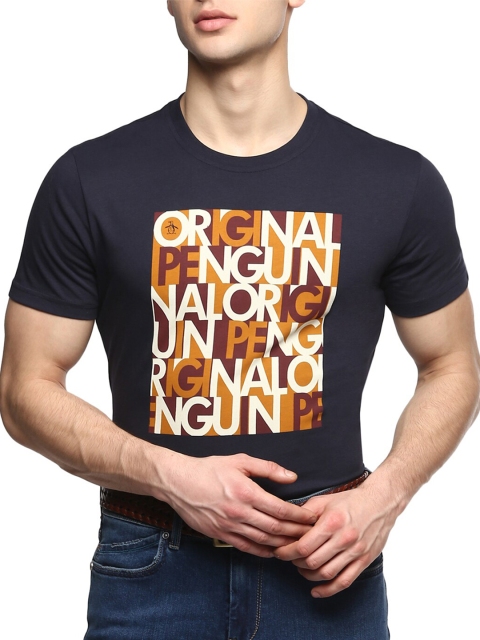 

Original Penguin Men Blue Typography Printed T-shirt
