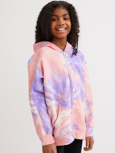 

H&M Girls Purple Printed Zip-Through Hoodie