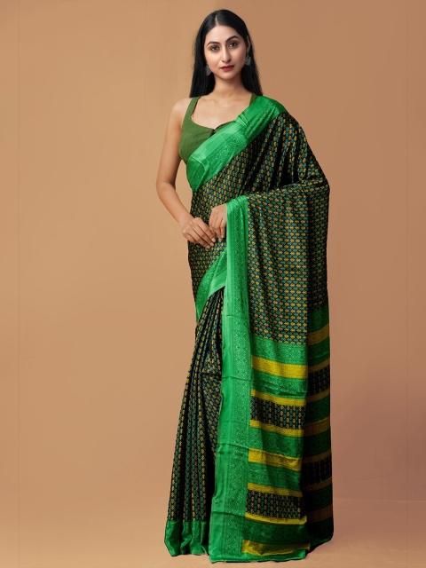 

Unnati Silks Green & Yellow Ethnic Motifs Patola Saree