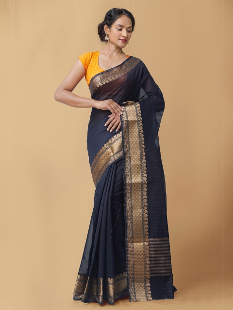 

Unnati Silks Black & Gold-Toned Bangalore Silk Saree