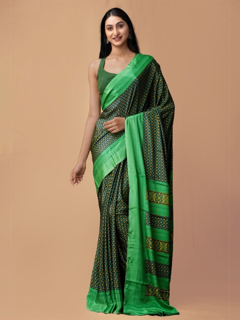 

Unnati Silks Green & Yellow Ethnic Motifs Patola Saree