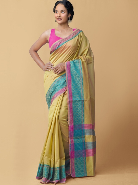 

Unnati Silks Green & Blue Woven Design Silk Blend Baluchari Saree