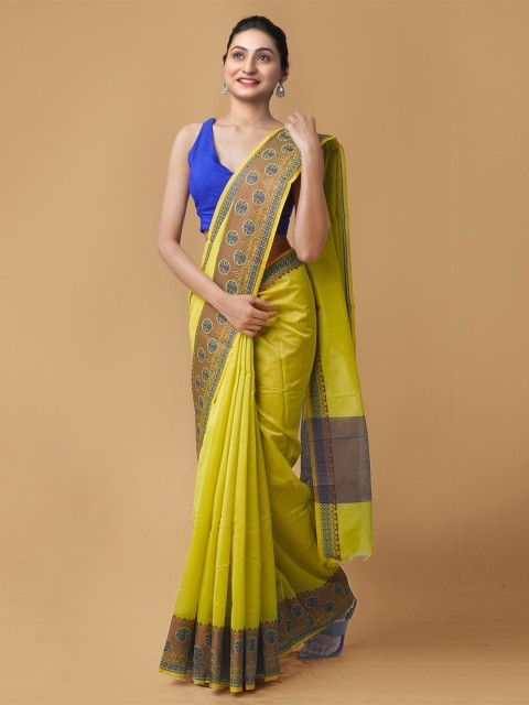 

Unnati Silks Green & Brown Silk Blend Baluchari Saree