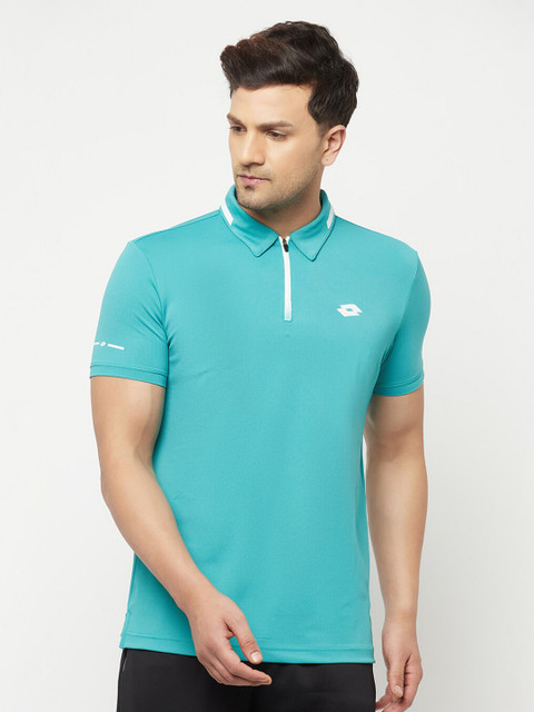 

Lotto Men Teal Blue Polo Collar T-shirt