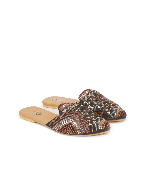 

The Desi Dulhan Women Black Party Mules Flats