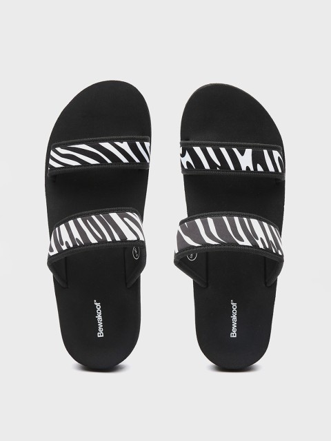 

Bewakoof Women Black Printed Open Toe Flats