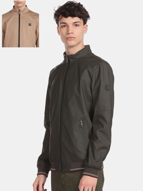 

Arrow Sport Men Olive Green Beige Reversible Bomber Jacket