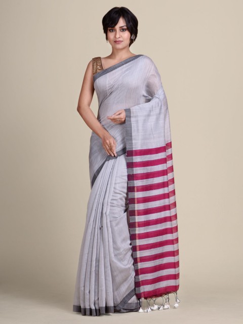 

Charukriti Off White & Magenta Pure Cotton Saree