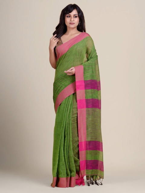 

Charukriti Green & Magenta Woven Design Pure Cotton Khadi Saree