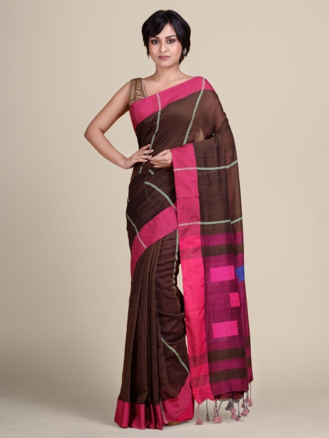 

Charukriti Brown & Magenta Striped Pure Cotton Saree